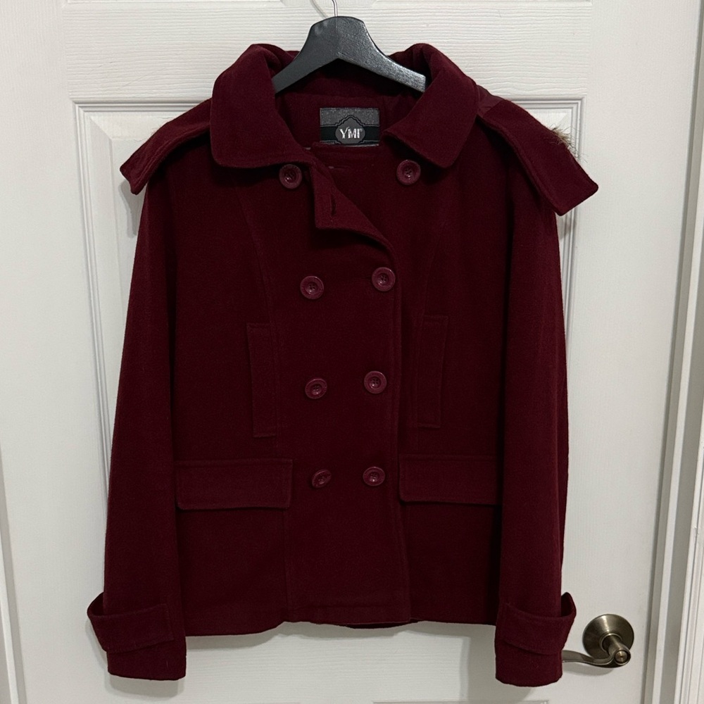 Ymi hooded burgundy coat